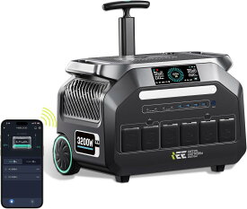 IEEtek P3200 ポータブル電源 大容量 高出力3200W 長寿命15年 リン酸鉄 APP遠隔操作 50分満充電 2048Wh/640000mAh UPS機能 AC3200W 瞬間最大6400W/DC/USB/XT60出力 16台同時充電 パススルー 防災推奨 AC100V 50Hz/60Hz