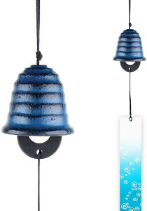 風鈴 ウィンドチャイム 夏の風物詩 南部鉄器 5cm (波紋 ブルー)