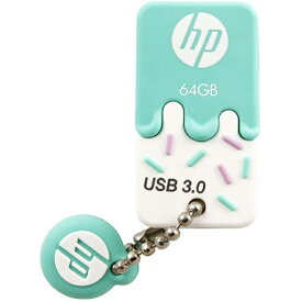 HP USBメモリ 64GB USB 3.0 ミントグリーン アイスクリーム ゴム製 耐衝撃 防塵 のフラッシュドライブ x778w HPFD778W-64