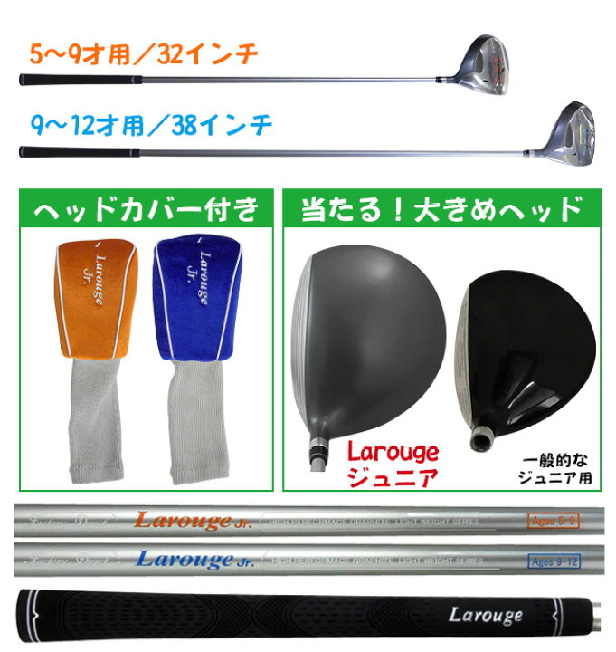 楽天市場】Larougeジュニア用ゴルフセット【オレンジ】5-9才用（110 