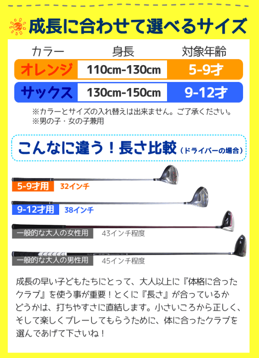楽天市場 Larougeジュニア用ドライバー単品 オレンジ 5 9才用 110 130cm サックス 9 12才用 130 150cm 子供用 ジュニアセット キッズ ゴルフクラブ 子供の日 あす楽ok 平日のみ 製造直販ゴルフ屋