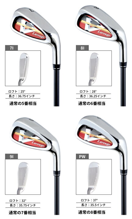 楽天市場】短尺アイアン7本セット Larouge-V2【FD-60：標準シャフト 