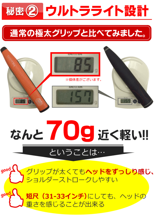 楽天市場】【普通郵便発送】ウルトラライト極太パターグリップ