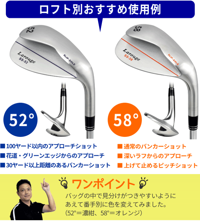 オープンセール 福袋 楽天市場】Larougeスリップウェッジ（52°/58°）大型ヘッド クラブ