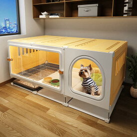 犬小屋 ペット 犬用クレート 小型犬 トイレ付 犬小屋 ドッグコテージ 室内 猫用キャリア 猫ベビーサークル 屋内 犬小屋猫トイレ付き 猫ケージ 取り出し可能トレイ