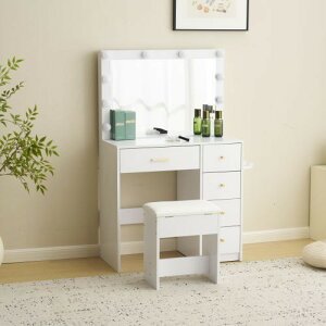 ドレッサー 化粧台 テーブル 鏡台 ライト付き 3色LED ドライヤーホルダー コンセント付き 女優ミラー 引き出し 収納 椅子 セット サイド収納 メイク台 シンプル 大容量 可愛い