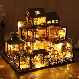 【送料無料】DIYミニチュアハウス 雅泉の庭 和風 古風 建築模型 木製 手作りキット 組み立て玩具 ダストカバー付き 誕生日プレゼント 大人向け ホビー 趣味向上に最適な精巧な設計の和風ミニチュア模型キット