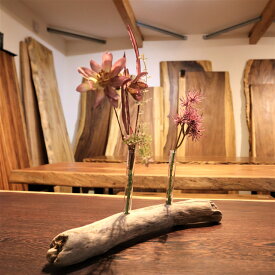 ハンドメイド 流木 インテリア オブジェ ガラス ガラス管 造花 アート 手作り 1点物 一輪挿し 花瓶 観葉植物