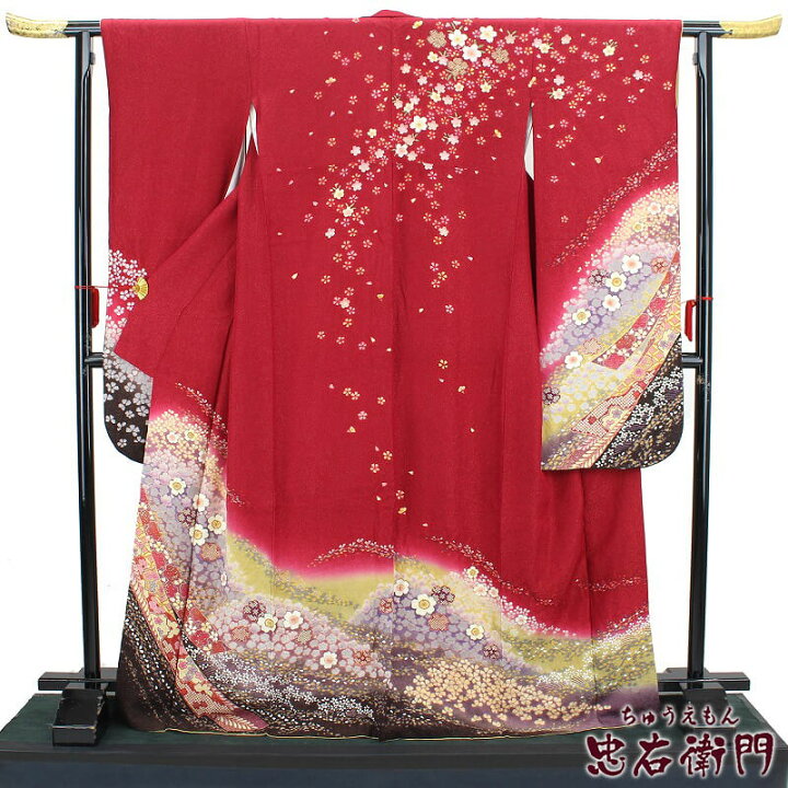 楽天市場】【中古】 振袖 リサイクル 成人式 正絹 レッド 熨斗 桜 