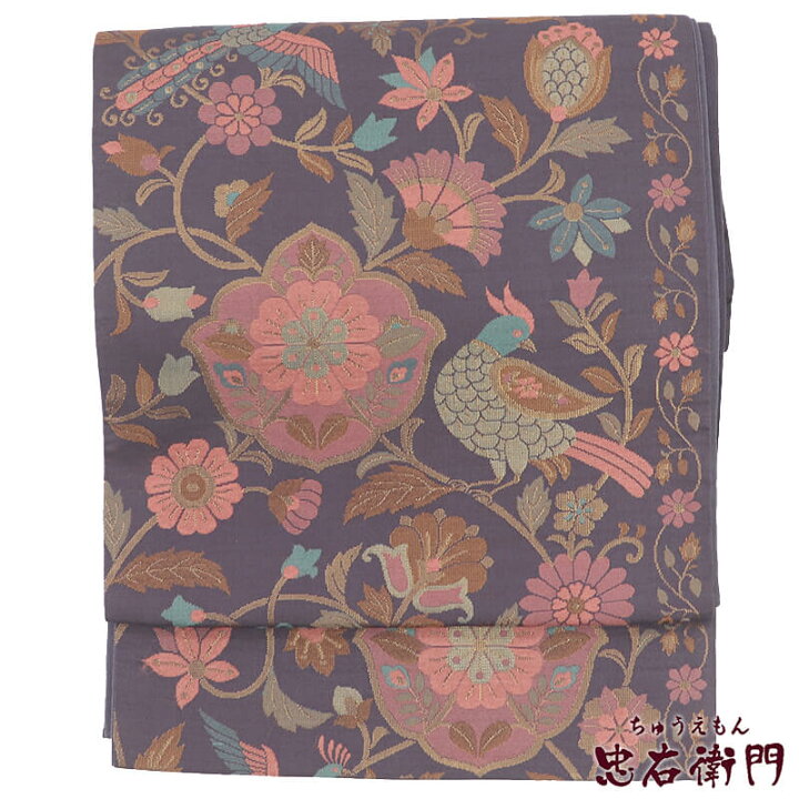 楽天市場】【中古】 袋帯 正絹 六通柄 紫 桃色 更紗柄 長さ428cm 幅 