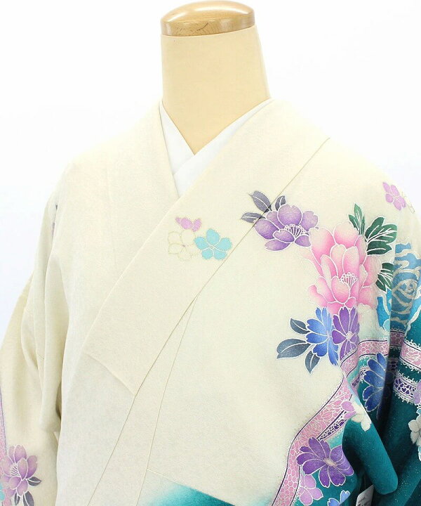 楽天市場】【中古】 振袖 成人式 販売 単品 レディース 正絹 青緑 白 