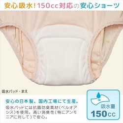 婦人日本製スピード吸収&消臭安心ショーツ小花柄腰ゴムタイプ大容量150cc対応2枚組