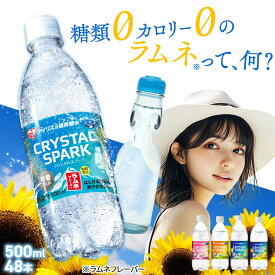 【NEW！ラムネ風味登場！】 炭酸水 500ml 48本 (24本×2ケース) 強炭酸水 アイリスオーヤマ クリスタルスパーク レモン ピーチ サイダー フレーバー 無糖 カロリーゼロ ソーダ スパークリング まとめ買い 割り材 *[sst]