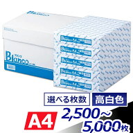 コピー用紙 A4 2500枚 (500枚×5冊) 高白色 無地 まとめ買い 箱買い 大量印刷 書類 資料 FAX 印刷 カラー…
