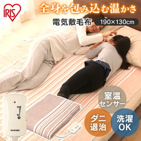 電気毛布 ダブル 洗える アイリスオーヤマ 電気敷き毛布 190×130cm電気しき毛布 敷毛布 ダブルサイズ ブラウン ボーダー柄 おしゃれ 冬 あったか ダニ対策 保温 丸洗い 電気しき毛布 EHB-1913-T [KT]