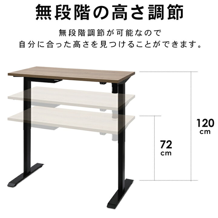 楽天市場】昇降デスク 電動 デスク 幅120 アイリスオーヤマ 高さ調節 
