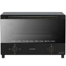 【P10倍★17日9:59迄】トースター 4枚 小型 オーブントースター KSOT-012-B スチームオーブン 1200W 遠赤外線ヒーター おしゃれ シンプル かわいい レトロ ミラー ブラック コンパクト アイリスオーヤマ 焼き パン 食パン トースト タイマー機能付 スピーディー