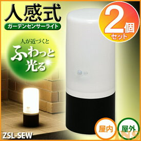 人感センサー 2個セット ガーデンセンサーライト 電池式 ZSL-SEW アイリスオーヤマ