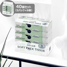 [くらしに+最大400円OFF★7日9:59迄] 【40個セット／50個セット】ティッシュ ソフトパック 箱無し ケース 業務用 大容量 40個 (5P×8) 50個 (5P×10) ティッシュペーパー 箱買い 箱なし ボックスティッシュ まとめ買い 備蓄　防災 紙製品 日用品 新生活 一人暮らし【SYCP】