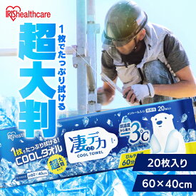 汗拭きシート 大判 使い捨て 20枚入 クールタオル 冷感タオル 超大判 60×40cm メントール入り ひんやり 60分持続 全身すっきり 無香料 スポーツ アウトドア レジャー 夏 凄デカ SCLT-20 アイリスオーヤマ *【2607CT】