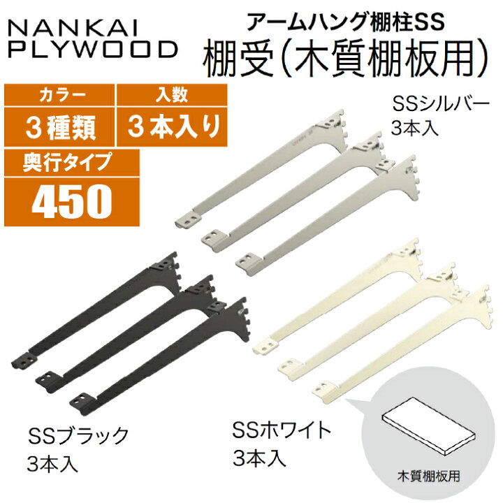 楽天市場】【送料無料】南海プライウッドアームハング棚柱SS用棚受け(3 