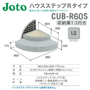 ★エントリーでポイント10倍!10/24 20:00〜10/27 9:59まで★【送料無料】城東テクノハウスステップ Rタイプ 収納庫付きCUB-R60S-LG ライトグレー色900mm×900mm×350(175)mm掃き出し窓 収納 段差解消 2段