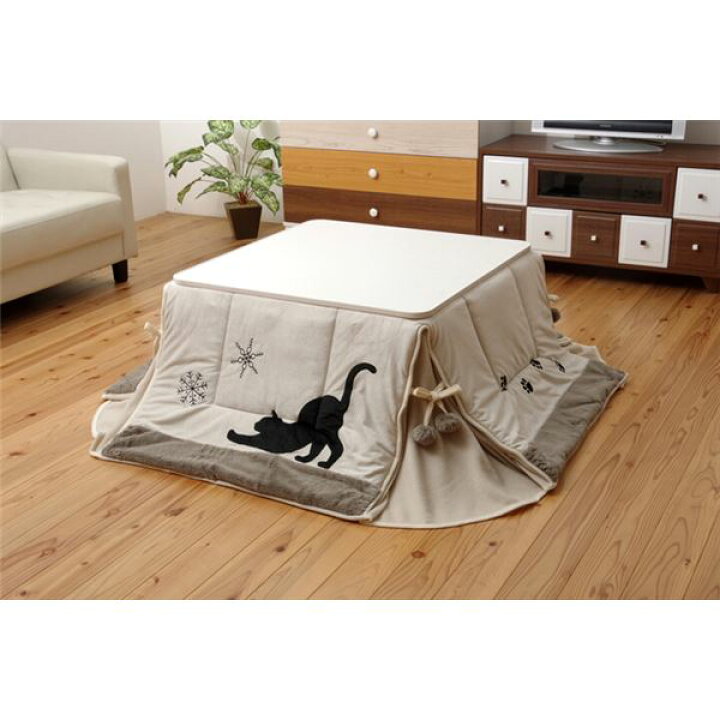 楽天市場】猫柄 こたつ布団/こたつ掛け布団 【単品 ベージュ 約175 