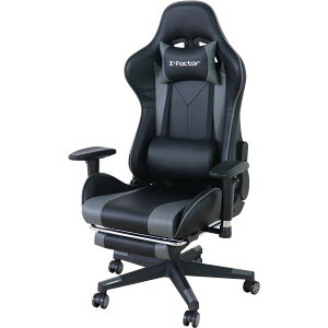 【P10倍】お買い物マラソン【10/24〜10/27】迄 ゲーミングチェア 約幅70cm グレイ フットレスト キャスター 肘付き 回転式 高さ調節可 組立品 リビング【代引不可】