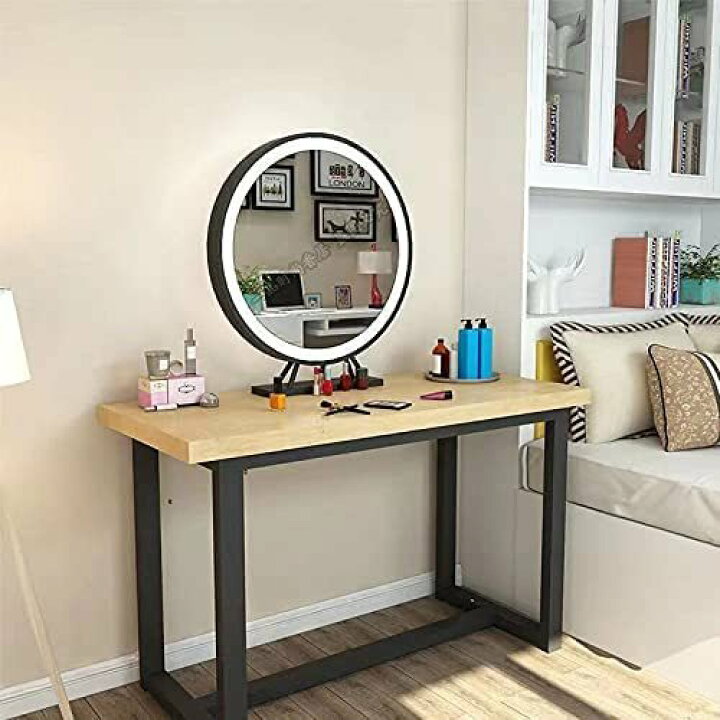 楽天市場 卓上ミラー ライト付き 50cm ブラック 丸型 大型 女優ミラー 化粧鏡 ハリウッドミラー メイク おしゃれ かわいい 3色led 1年保証 7 Ufirst