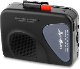 《 日本語説明書 》ByronStatics ポータブルカセットプレイヤー テープレコーダー録音機能 FM/AMラジオ カセットプレーヤー 内蔵マイク 外部スピーカー 音声起動システムVAS 単3電池2本または USB電源駆動 イヤホン付き (単品, ブ