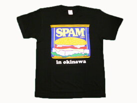 メール便ネコポス発送SPAMスパム Tシャツ（缶詰 in okinawa）メンズ　レディース黒　ブラック　XLサイズ
