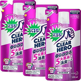 【まとめ買い】ワイドハイター CLEARHERO(クリアヒーロー) 消臭ジェル フレッシュフローラル 詰め替え 500ML×3個