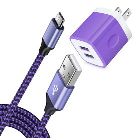 ACアダプターUSB充電器2ポート5V/2.1A電源アダプター+マイクロUSBケーブル*1.8MHootekゆーえすびーコンセント2口タイプbケーブル高耐久ナイロン編みスマホ充電コードGalaxyS7S6EdgeA6