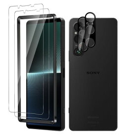 【2+2枚セット】FOR SONY XPERIA 1 V ガラスフィルム(2枚)+カメラフィルム(2枚)旭硝子製 KLUSO ソニー エクスペリア 1 V XQ-DQ44 SO-51D SOG10 対応 強化ガラス 9H 耐衝撃 高透過率 防水撥油