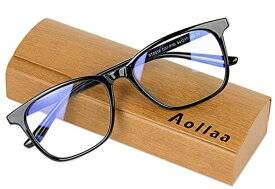 [AOLLAA] ブルーライトカットメガネ だてめがね 度なし【TR90素材・軽量・UVカット・紫外線カット】 パソコン用 PC眼鏡 ゲーミングめがね 伊達メガネ メンズ レディース 黒縁ウェリントン(ブラック)