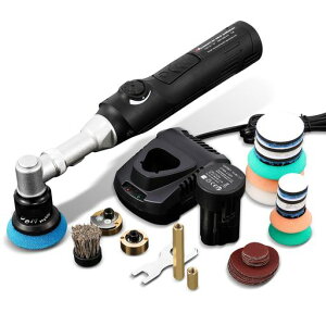 Mxmoonfreeミニポリッシャーコードレス電動12V充電式ダブルアクション6段変速車研磨/洗車/クリーニング用2500mAhバッテリー30mm/50mm直径パッド収納ケース日本語説明書付き】