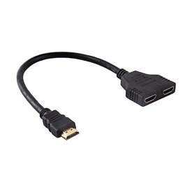 HDMI分岐ケーブル HDMI 分配機 HDMIスイッチャー 30CM長さ HDMI二股 アダプター 2入力1出力 1080Pサポート ブラック LCDモニター プロジェクターな DVDプレーヤー