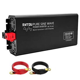 DATOUBOSS インバーター 12V 正弦波 2000W カーインバーター DC12V(直流)をAC100V/110V(交流)に変換 瞬間4000W 50HZ/60HZ コンバーター LCD液晶ディスプレイ 3口出力ソケット 2銅接続ケーブル