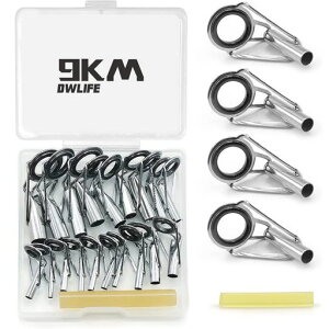 9KMDWLIFEトップガイドホットメルト接着剤付き20個セットロッドガイドステレンスラミックリング釣り竿穂先交換修理キット淡水海水