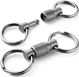 TIMULTIチタンキーホルダー着脱式クイックリリースキーリングカラビナ分離式取り外しキーチェーン小型軽量スプリットリング4個