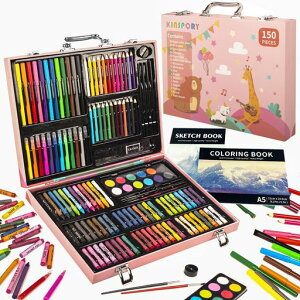 150PCArtSetKINSPORYColoringArtKitWoodenDrawingArtSuppliesCaseMarkersCrayonColourPencilsforBuddingArtists