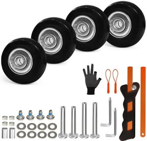 ASUNTOM4輪静音シリーズキャスタータイヤキットスーツケース、ショッピングカート、キャリーバッグ用車輪修理キャスター交換DIY修理キットですゴム製ブラック