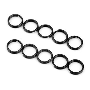 TIMULTIチタンキーリング黒キーホルダーリング小さいブラック丸カンミニ細い二重リング丸型カラビナキーチェーン金具錆びない軽量DIY工芸品外徑10/12/14mm(10mm/10個入り)