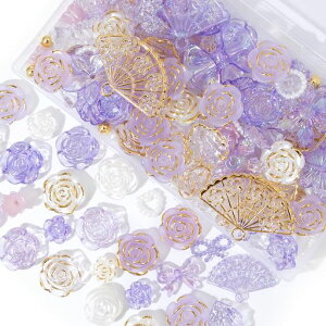 デコパーツビーズホイップデコパーツ【特典ビーズ含む・26セット展開・約110個】アクリルセットトレカ硬質ケースデコ手芸ハンドメイドデコ素材可愛いデコレーションセットアクセサリー