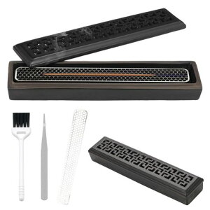 お香立て横置き香炉香炉横置き仏壇/茶道用品/香道用/料亭用蓋つき線香皿難燃綿付き瞑想睡眠ヨガスパルーム装飾用おしゃれ和風安全香道用(ブルー)