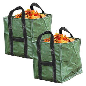 RILIHII2個セットガーデンバッグ大容量ガーデンバケツ自立式収穫集草バッグ68x68x70CM折り畳みハンドル付き大型庭用袋園芸落ち葉集めガーデンバケツ