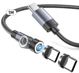 �}�O�l�b�g�[�d�P�[�u��USB-C&USB-C�P�[�u���}���[�dPD60W�Ή�7�s��Type-C�[�q540�x��]�\�f���h�~�h�o����iPhone17/16/15/iPad/Macbook