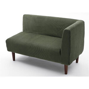 日本製 ダイニングソファ 単品 左コーナー コーデュロイモスグリーン ナチュラル脚 脚付き 足付き ポケットコイル 国産 ダイニングソファー ソファ ソファー コンパクトソファ コーナーソ