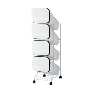 スタンド式 ダストボックス/ゴミ箱 【ホワイト 19L×4段】 高さ122cm キャスター付き 『スムース』【代引不可】