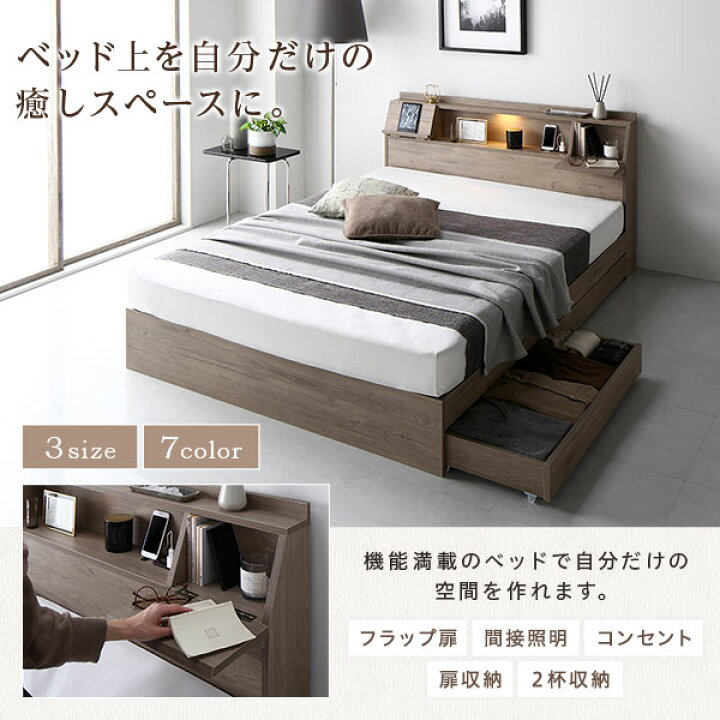 楽天市場】ベッド セミダブル ベッドフレームのみ グレージュ フラップ  